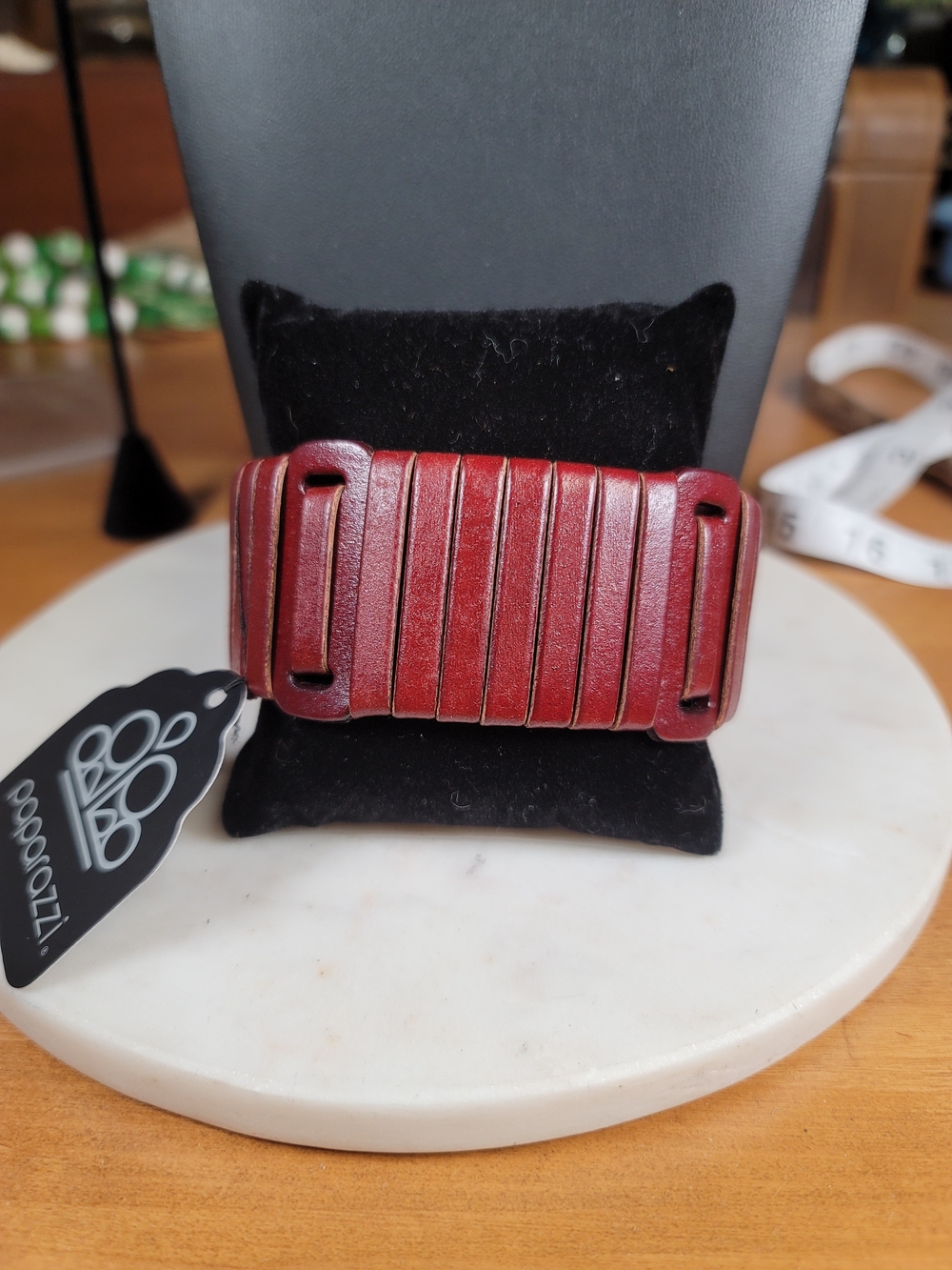 paparazzi Brown Ribbed Leather Stretch Bracelet